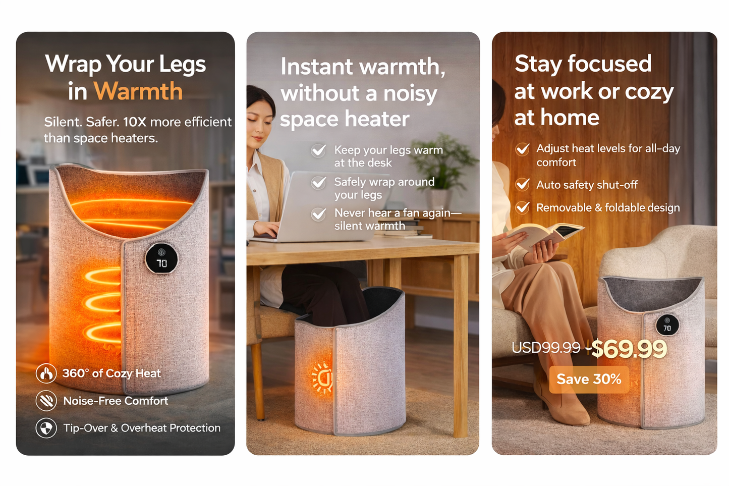 Silent Foldable Leg Warmer Pro